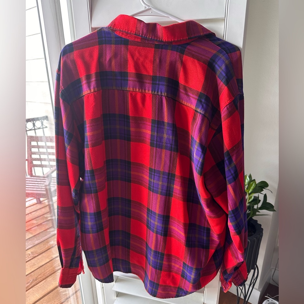Vibrant Red and Purple Plaid Men's Casual Shirt - Picture 6 of 6